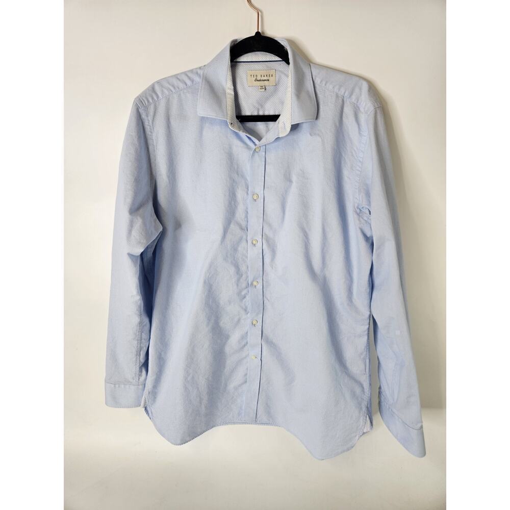 Ted Baker Endurance 4 Way Stretch Blue white Button Down Size 16.5 34/35